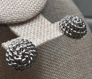 Monet Bee Hive Coiled Rope Dome Earrings Silver Tone Stud L4 - Picture 1 of 7