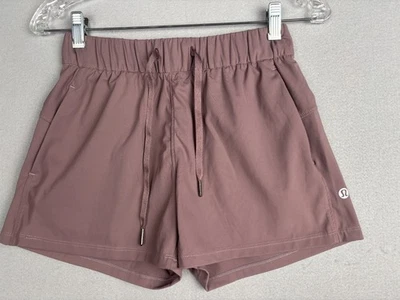 Pantalones Cortos Lululemon Para Mujer Pequeños Rosa Malva Aerodinámicos Athleisure Forrados Cordón Foto 1 de 4
