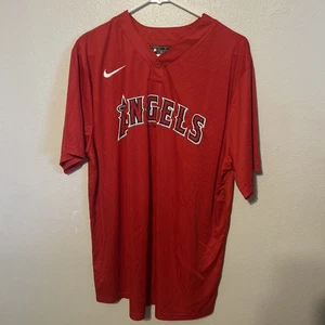 Los Angeles Angels Nike Jersey Material T-Shirt Mens Large Red MLB NWOT Blank - Picture 1 of 8