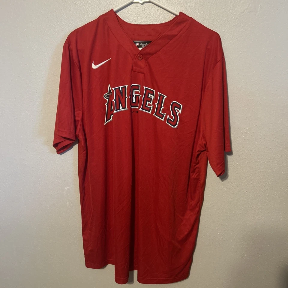 Los Angeles Angels Nike Jersey Material T-Shirt Mens Large Red MLB NWOT Blank - Image 1 of 4
