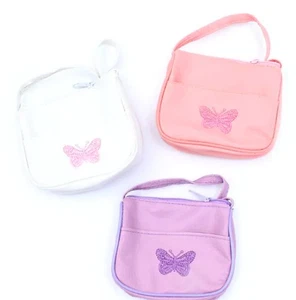 Mädchen Schmetterling Schultergurt Tasche Geldbeutel Tasche - weiß - rosa - flieder - Bild 1 von 3