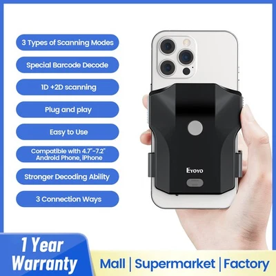 Eyoyo 1D 2D QR Barcode Scanner Bluetooth Barcodeleser mit iPhone Android iOS POS - Bild 1 von 4