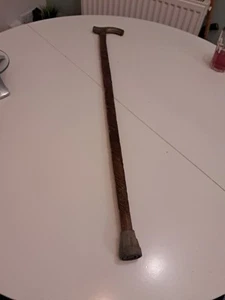 Bastón de madera vintage hecho a mano y tallado a mano 86 cm, mango de latón - Imagen 1 de 9