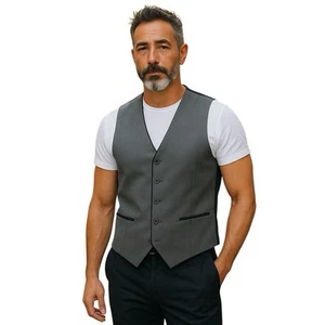 Scuzzatti Waistcoat Men Size Small Grey Vest Styled in Italy Pockets - Picture 1 of 10