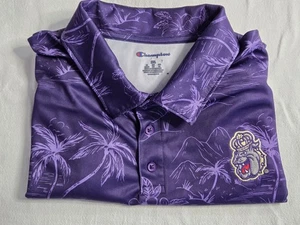 Champion James Madison Dukes Polo XXL, Purple Palm Trees JMU, EUC - Picture 1 of 10