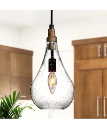 NIOB UOLFIN Modern Farmhouse Teardrop Kitchen Island Pendant Lighting 1-Light - Image 1 of 3