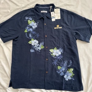 Tommy Bahama Notre Dame Sport Azule Oasis Silk Camp Button Up Shirt Sz XL $178 - Picture 1 of 7