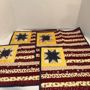 Set Of 4 Americana Flag Quilted Placemats Table Decor Handmade- Each Is Unique - Picture 1 of 13