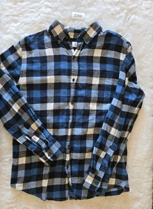 Croft & Barrow Flannel Shirt Men’s Small Blue Plaid Long Sleeve Cotton Botton Up - Picture 1 of 12