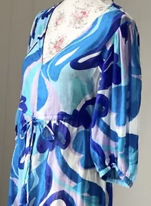 BNWT RRP £75 Monsoon Beach Blue & White Beach Dress Cover Up Size Small 10 - Picture 1 of 14