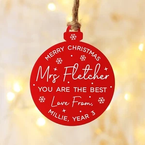 Personalisierte Danke Lehrer Wertschätzung Weihnachten Hängedeko Kugel - Bild 1 von 10