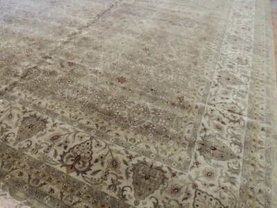 12x15 Tabrize Genuine Oriental Area Rug wool  Green Rust hand knotted - Image 1 of 4