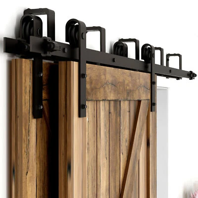 CCJHS Sliding Door System Bypass Sliding Door Rail Sliding Door Set Wooden Sliding Door Steel - Image 1 of 4