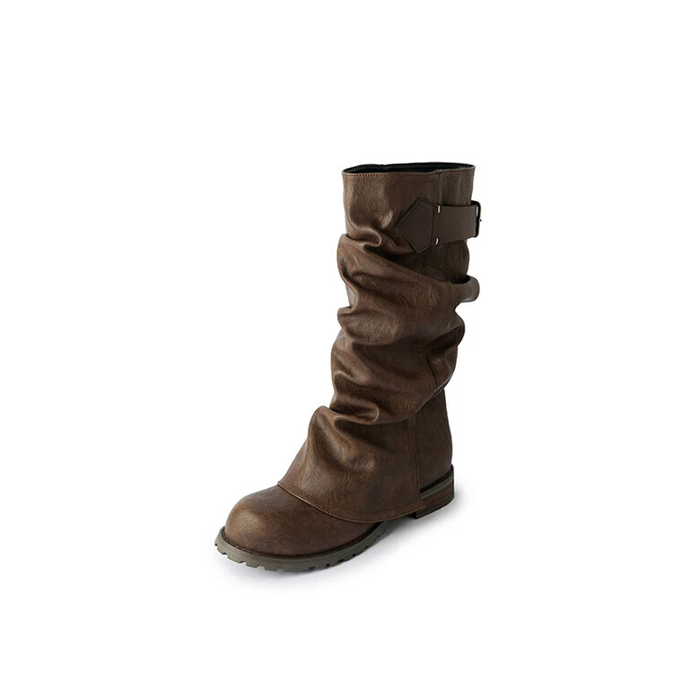 Para mujeres Cuero Hebilla Correas Cuña Oculta Moda Botas holgadas Zapatos Foto 1 de 4