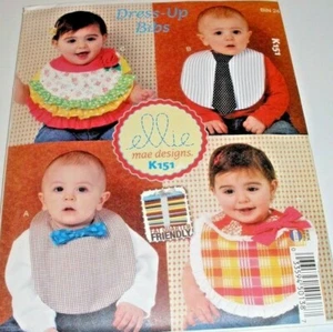 McCalls Ellie Mae Designs K151 Pattern UNCUT Baby Boy & Girl Bibs Dress Up Fancy - Picture 1 of 2