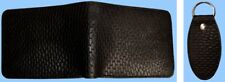 New MENS BLACK GENUINE BEAVER TAIL LEATHER - BIFOLD WALLET with KEYCHAIN