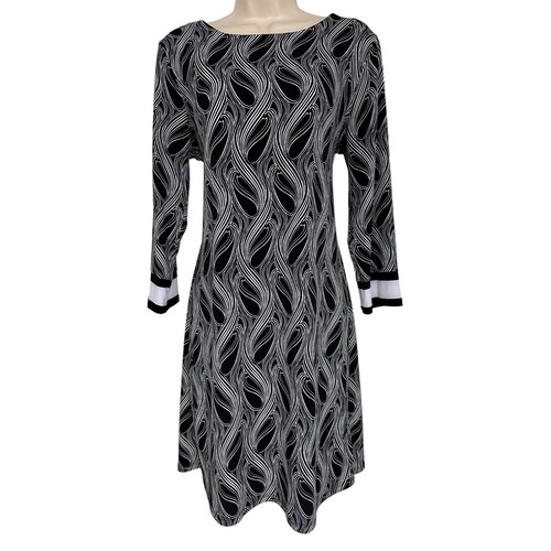 Taglia Large ABITO MICHAEL KORS BIANCO E NERO PAISLEY giorno sera tutta la stagione