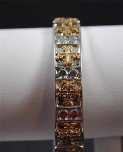 I Creative Kreuz Silber Gold Kupfer Ton Elastisch Manschette Armband Handarbeit Handwerker - Bild 1 von 12