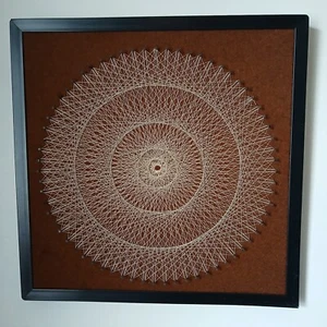 Vintage Mid Century Retro Nagel Draht Schnur Kunst Bild Abstrakt Geometrisch Modern - Bild 1 von 18