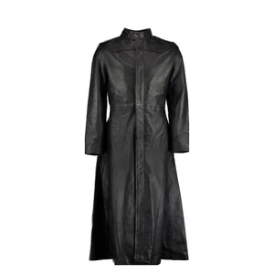 Matrix Neo Black Leather Trench Long Coat - Men's Long Trench Coat Gothic Style - Picture 1 of 13