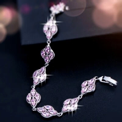 18K White Gold Filled Cubic Zirconia Rhombus Shaped Shiny Tennis Bracelet Foto 1 de 4