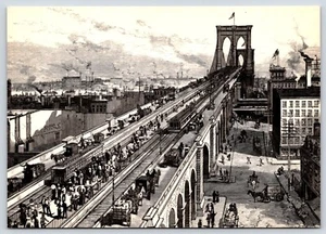 New York City New York Brooklyn Bridge Vintage Postcard Continental - Picture 1 of 2