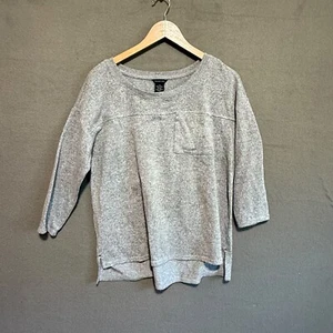 Calvin Klein Sweater Womens Large Gray Heather Pocket 3/4 Sleeve Casual Slouchy - Picture 1 of 13