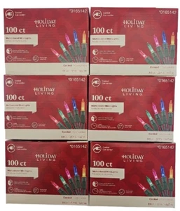 Holiday Living 100 ct Mini Multicolored String Lights Christmas Party Lot of 6 - Picture 1 of 2