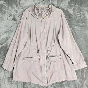 Torrid Jacke Damen 1X rosa durchgehender Reißverschluss Druckknopf Kapuze strukturierter Twill Anarak Utility - Bild 1 von 15