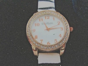 Kendall & James: Goldtone Watch with Rheinstones Tiger Printed Leather Strap - Picture 1 of 4