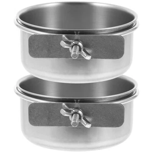 2Pcs Parrot Food Water Bowls Bird Feeding Dish Stainless Steel Pet Hanging Bowl - Picture 1 of 12