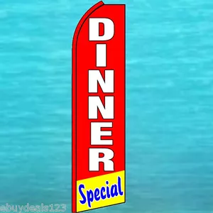 DINNER SPECIAL Red FLUTTER FEATHER FLAG Swooper Tall Advertising Sign Banner - Picture 1 of 5