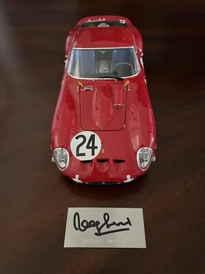 Jacques Swaters Signed Plaque + Kyosho 1:18 Ferrari 250 GTO 1963 Le Mans Car #24 - Image 1 of 4