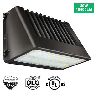 80W Full Cutoff LED Wall Pack Light with photocell IP65 Area Light Fixture 5000K - Picture 1 of 7