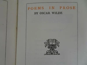 Poems in Prose Oscar Wilde 1906 Thomas Mosher Portland Maine Exchange Street - Picture 1 of 10
