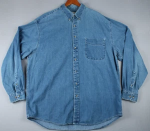 Vintage Eddie Bauer Jeanshemd Herren XL Y2K Heavy Fabric Medium Wash Baggy Loose - Bild 1 von 15