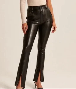 Pantalones de cuero ajustados de tiro alto Abercrombie & Fitch AF 25 negros para mujer 0 - Imagen 1 de 20