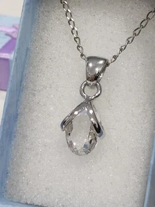 Collana  Ciondolo cristallo austriaco catena metallo rodiato colore argento - Foto 1 di 9