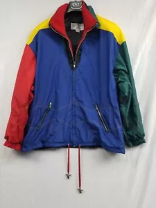 Vintage 90s Gallery Women's 2X Puffer Jacket Multicolor Black Medium Color Block - Picture 1 of 14