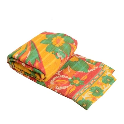 Colcha de algodón reversible Gudari Kantha Sanskriti vintage hecha a mano - Imagen 1 de 4