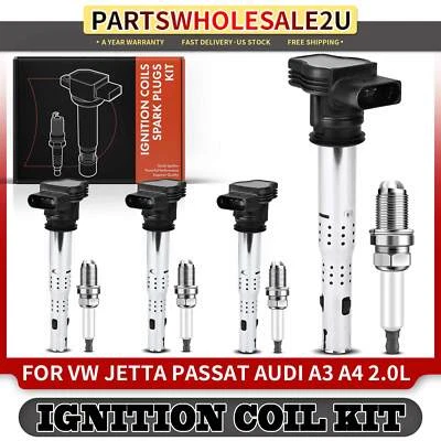 4x Bobinas de encendido y bujías de iridio para Volkswagen CC Eos Golf Jetta Passat Foto 1 de 4