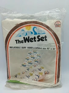 1978 Vintage Vinyl SURF RIDER Float Inflatable Wet Set Tropical Rainbow 45"x30" - Picture 1 of 5