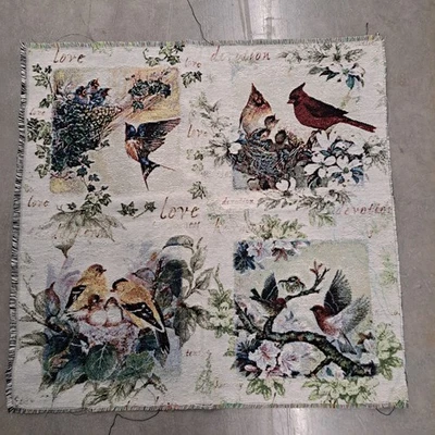Bird Families Love Tapestry Upholstery Sample Sewing Fabric 26" x 27"  - Image 1 of 4