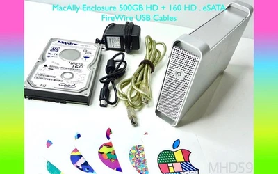Macally Enclosure 500GB HD + 160 HD . eSATA FireWire USB Cables COLLECTIBLE - Image 1 of 4