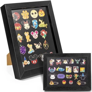 Enamel Pin Display Frame, 7x9 Shadow Box for Wall and Tabletop Mount, Pin Col... - Picture 1 of 8