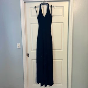 Vintage Women's A Fortiori Black Sparkle Halter Formal Dress Size 9/10 Open Back - Picture 1 of 9