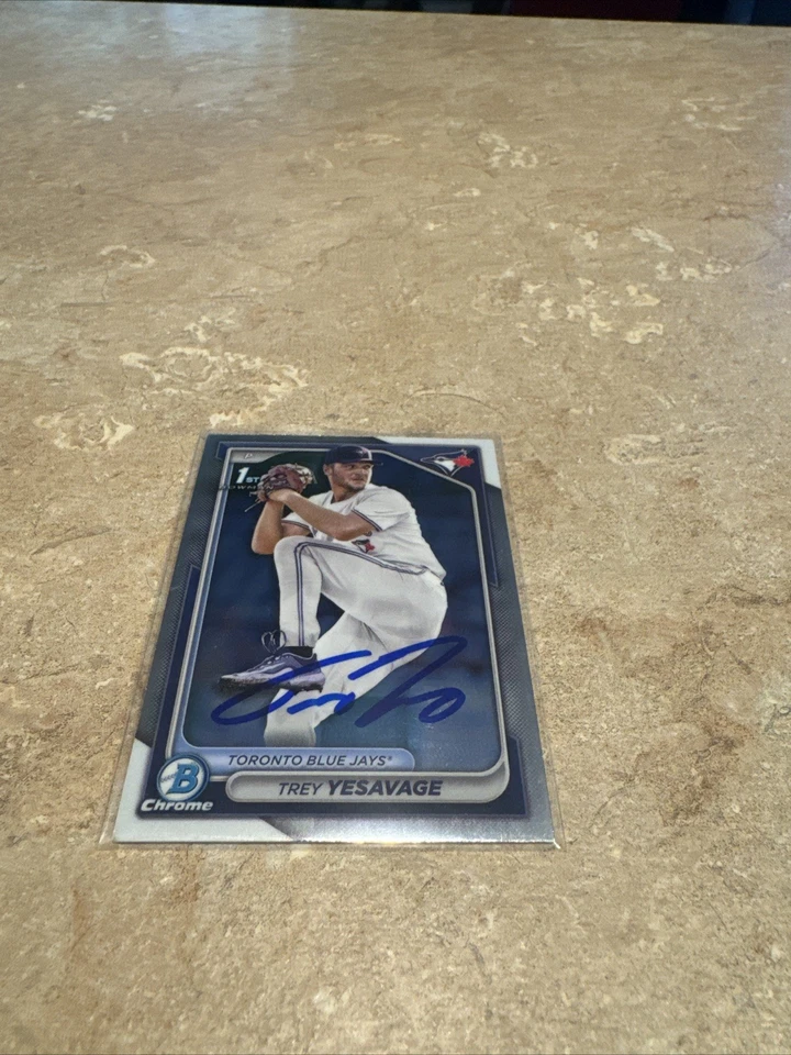 Trey Yesavage Signed 1 St Bowman Chrome Toronto Bluejays World Series - Image 1 of 2