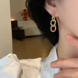 Clip en 1/1/4" oro graduado pendientes de cadena colgante - Imagen 1 de 4
