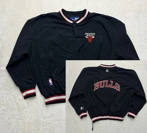 Vintage Starter Chicago Bulls Sweatshirt Large Mens Black NBA Pullover 1990 - Picture 1 of 16