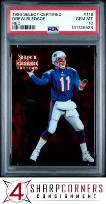 1996 SELECT CERTIFIED RED #118 DREW BLEDSOE POP 3 PSA 10 - Image 1 of 3